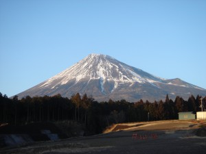 夕日に映える富士山